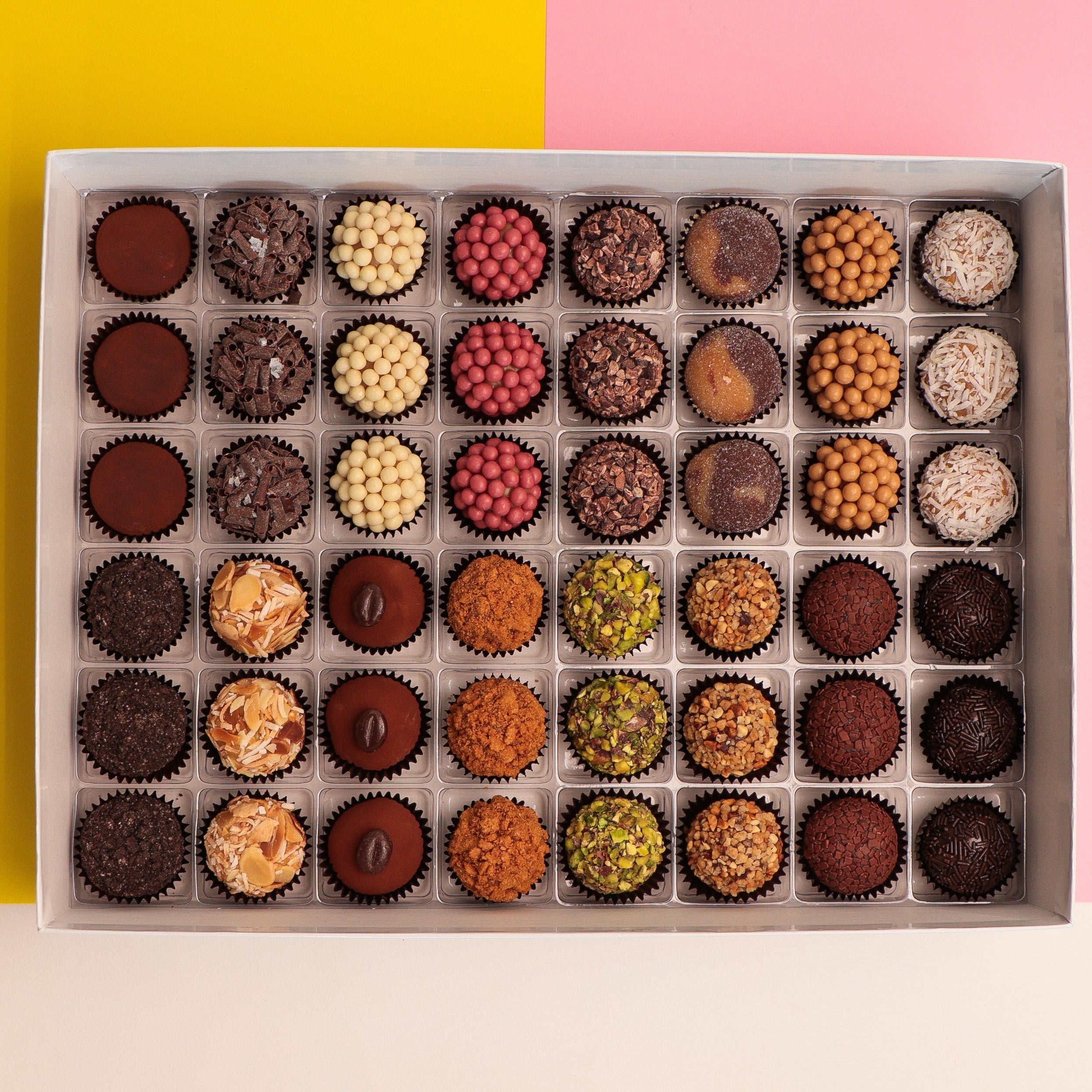 Large Chocolate Brigadeiro Gift Box with 48 pieces of truffles for gifting and special celebrations