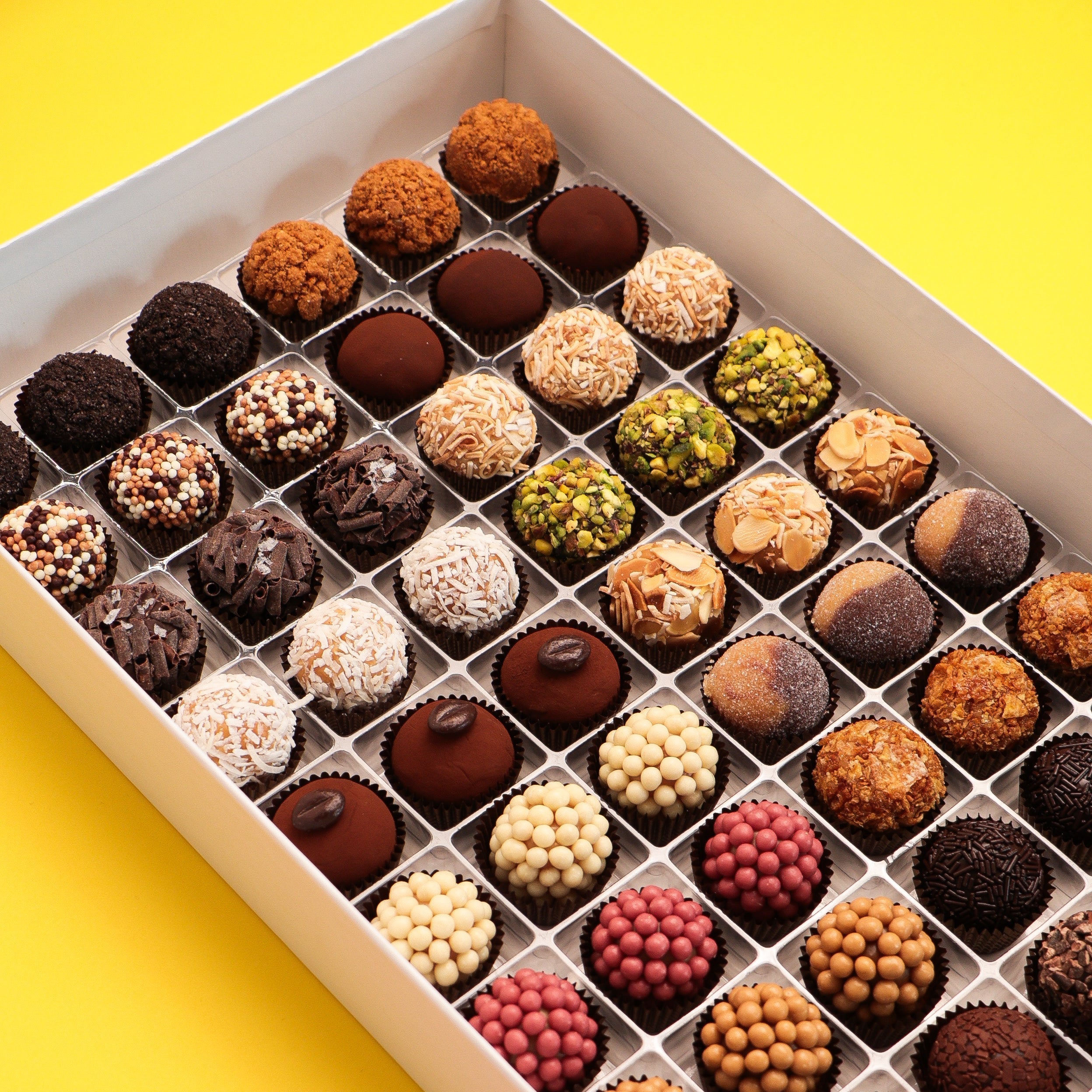 Large Chocolate Brigadeiro Gift Box with 60 pieces of truffles for gifting and special celebrations