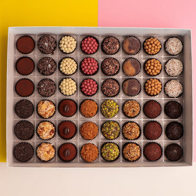 Large Chocolate Brigadeiro Gift Box with 48 pieces of truffles for gifting and special celebrations